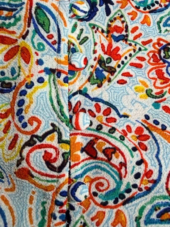 Zac & Rachel Colorful Paisley Ruffle Sleeve Blouse V-Neck Medium M - Picture 3 of 4